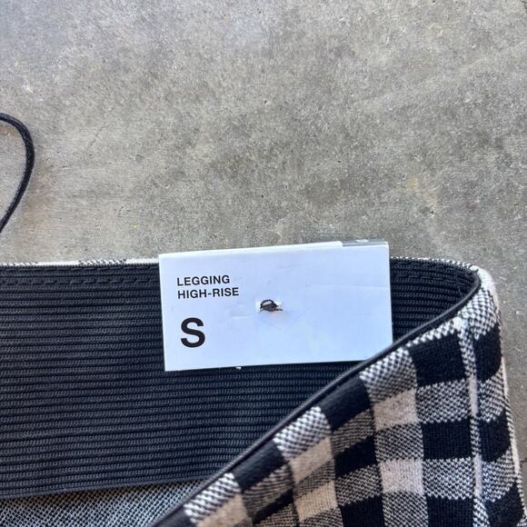 Zara Legging High-Rise Womens S White Black Gingham Plaid Checkered Skinny Pants - Picture 5 of 14